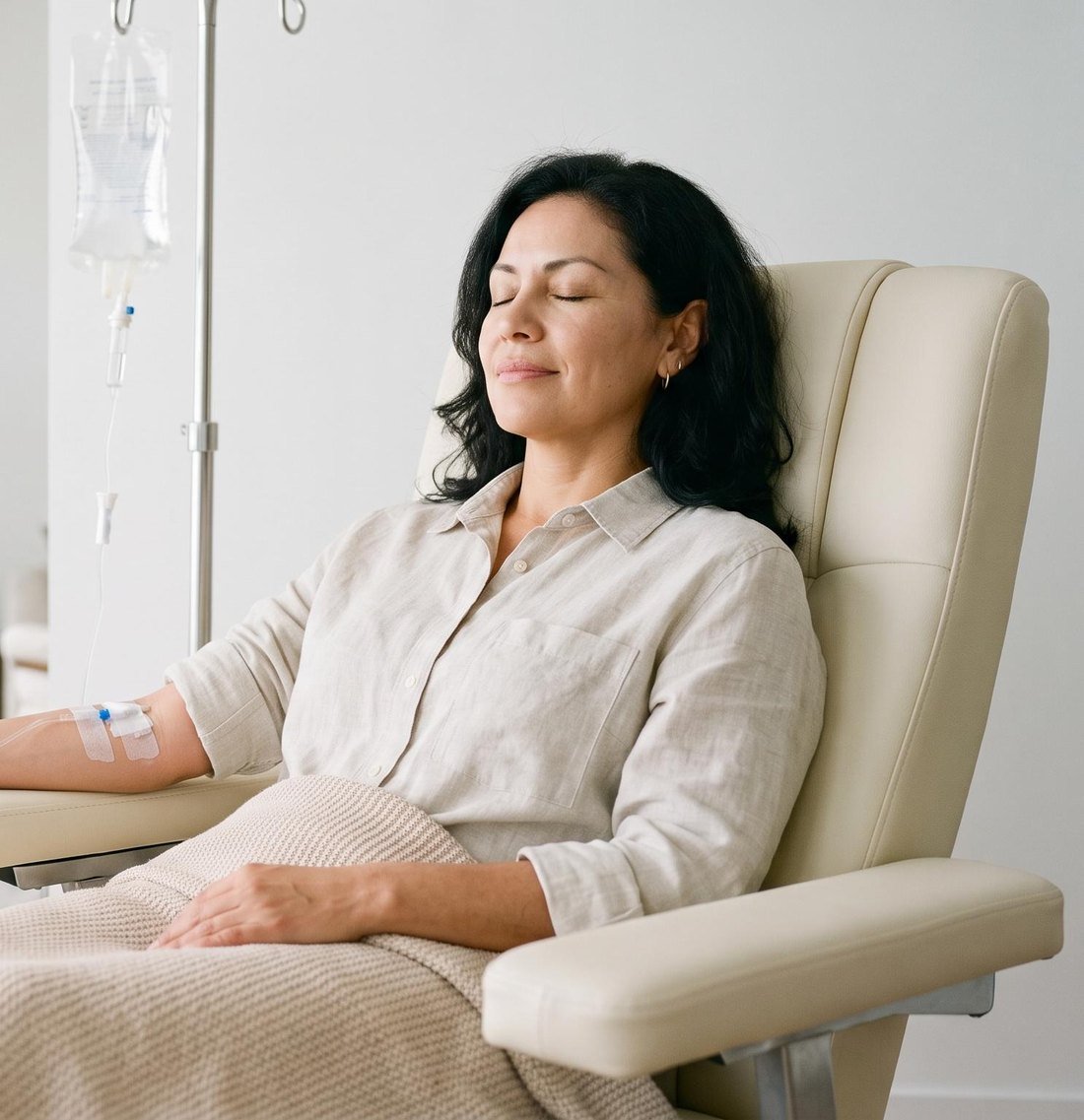 Paciente recibiendo sueroterapia en una clínica de bienestar