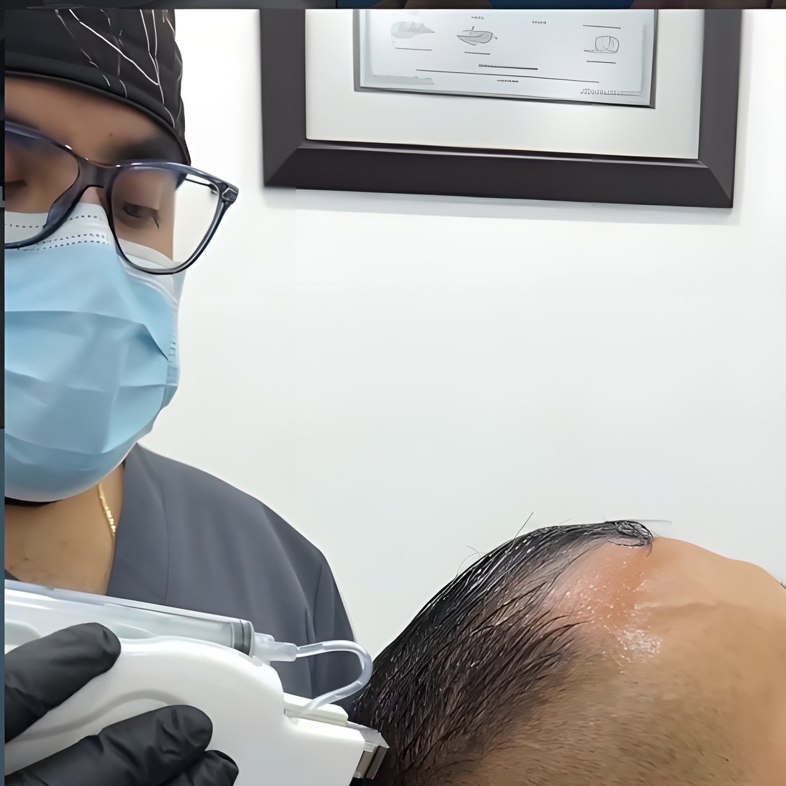 Dr. Andrés Felipe Osorio durante un tratamiento capilar