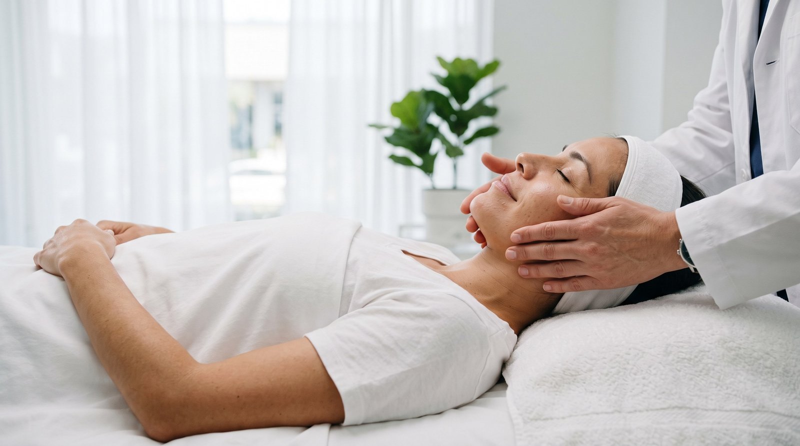 Evaluación facial en una clínica de medicina estética
