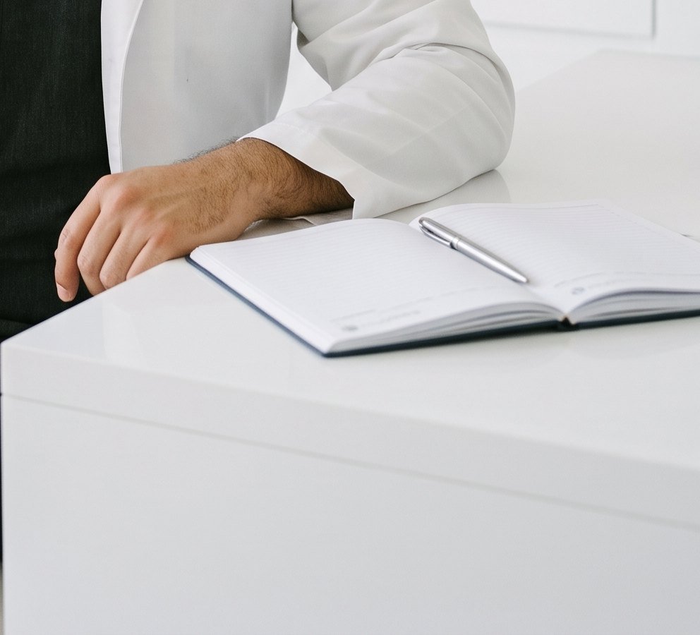 Cuaderno de notas en consulta